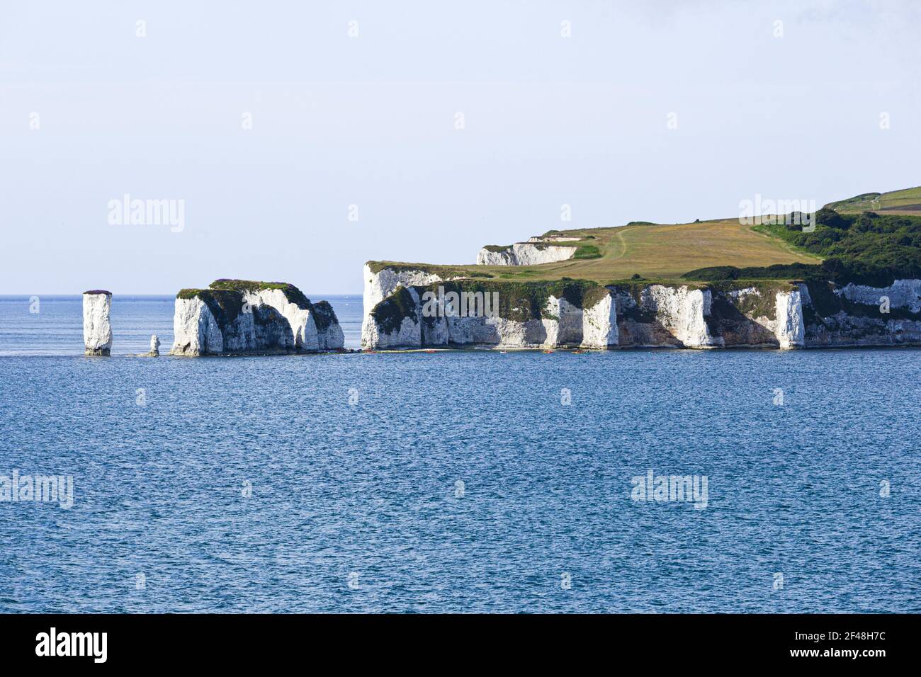 Old Harry Rocks and Ballard Down in Studland Bay near Swanage, Dorset UK Stock Photo