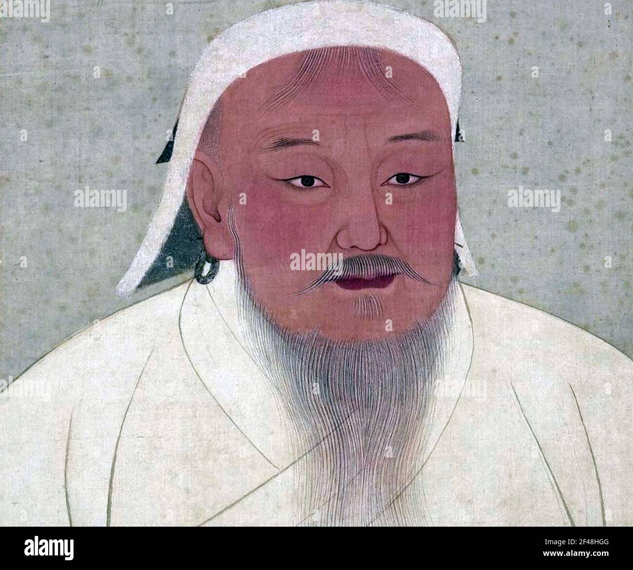 GENGHIS KHAN (c 1158-1227) founder of the Mongul Empire in a 14th century Tuan era album Stock Photo