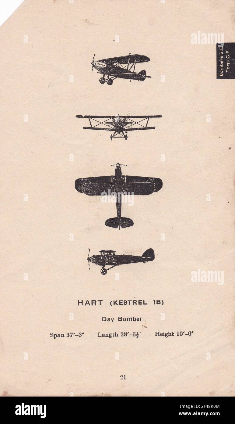 WW2 plane recognition Hart (Kestrel 1B) Day Bomber Stock Photo Alamy