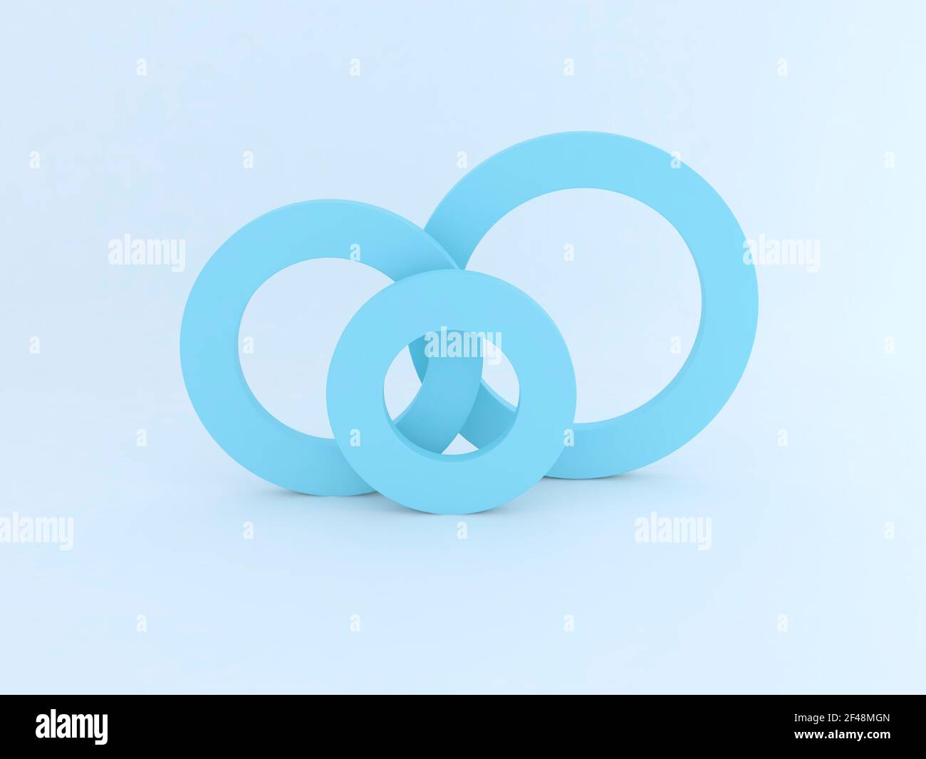 Abstract 3d render, modern geometric background, graphic design. Connected circles. 3d render Stock Photo