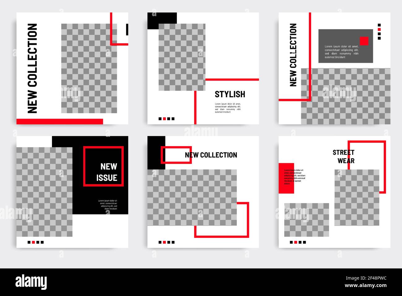 Minimal layout design background vector illustration in black red white ...