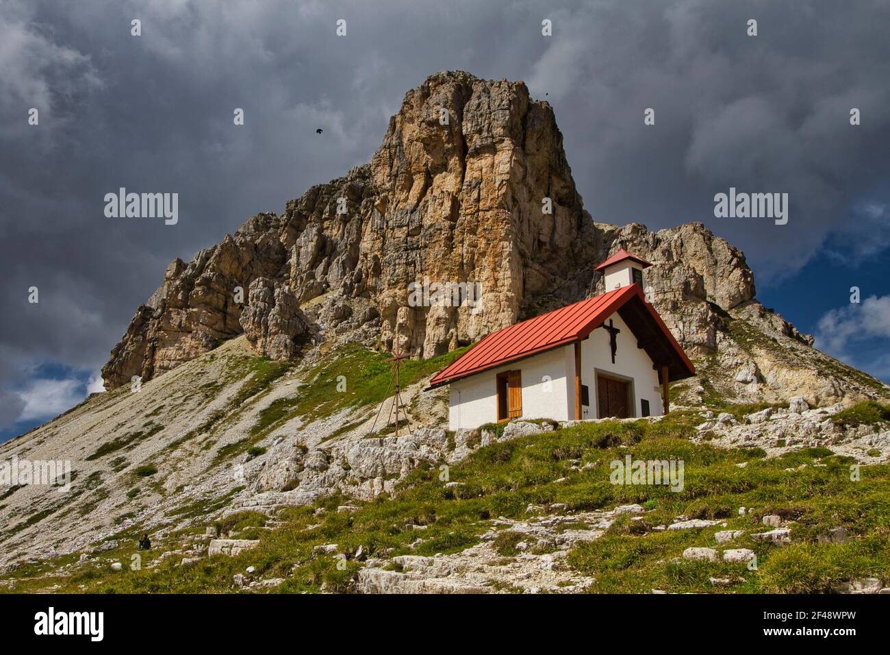 Little church in the Dolomites mountains Stock Photo - Alamy