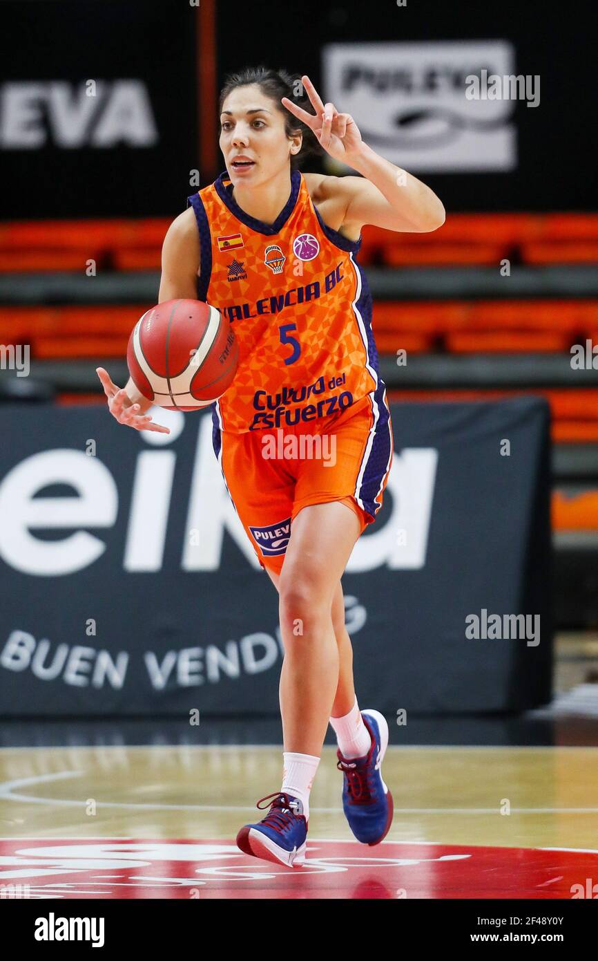 Cristina Ouvina of Valencia during the Women's EuroCup, quarter-final  basketball match between Valencia Basket and ESBVA-LM on March 18, 2021 at  Fuente de San Luis pavilion in Valencia, Spain - Photo Ivan