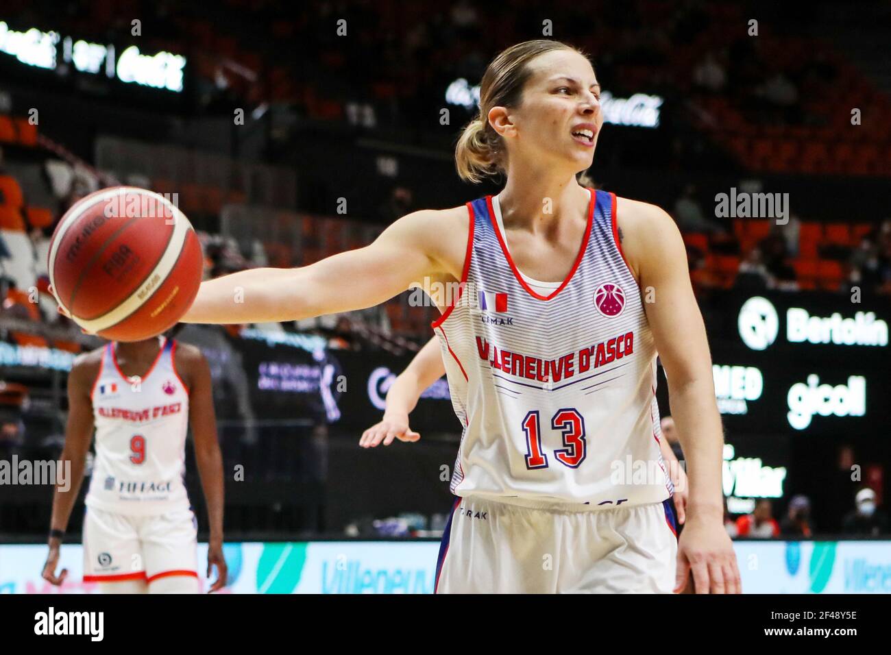 Sandra Ygueravide of ESBVA-LM during the Women's EuroCup, quarter-final  basketball match between Valencia Basket and ESBVA-LM on March 18, 2021 at  Fuente de San Luis pavilion in Valencia, Spain - Photo Ivan