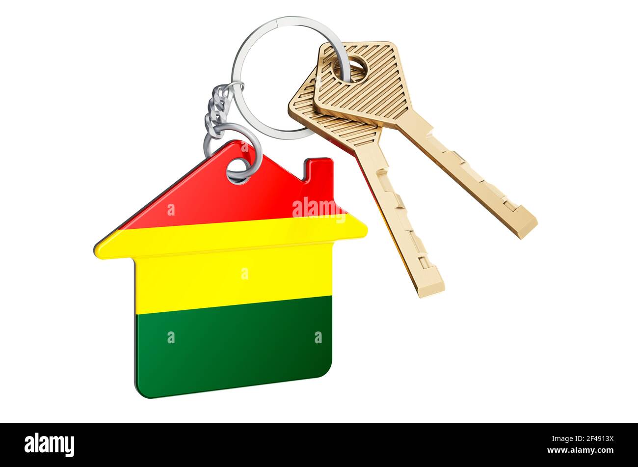 Real estate in Bolivia. Home keychain with Bolivian flag. Property