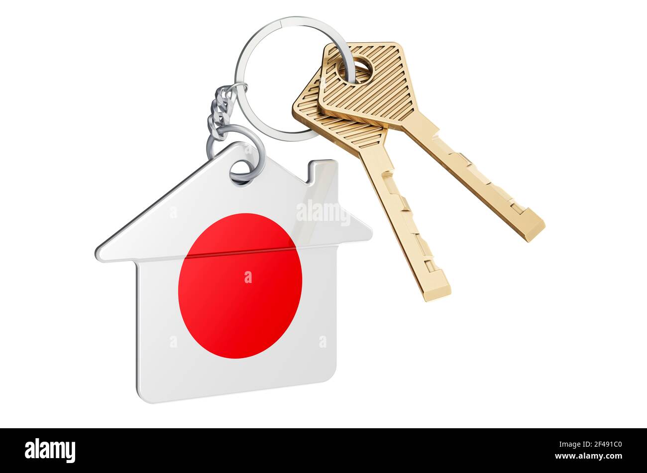 Real estate in Japan. Home keychain with Japanese flag. Property, rent