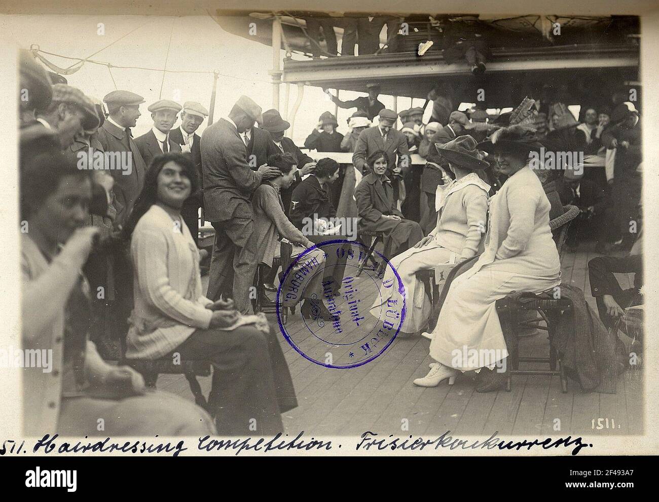 Hairdressing competition aboard the passenger steamer Cleveland Stock