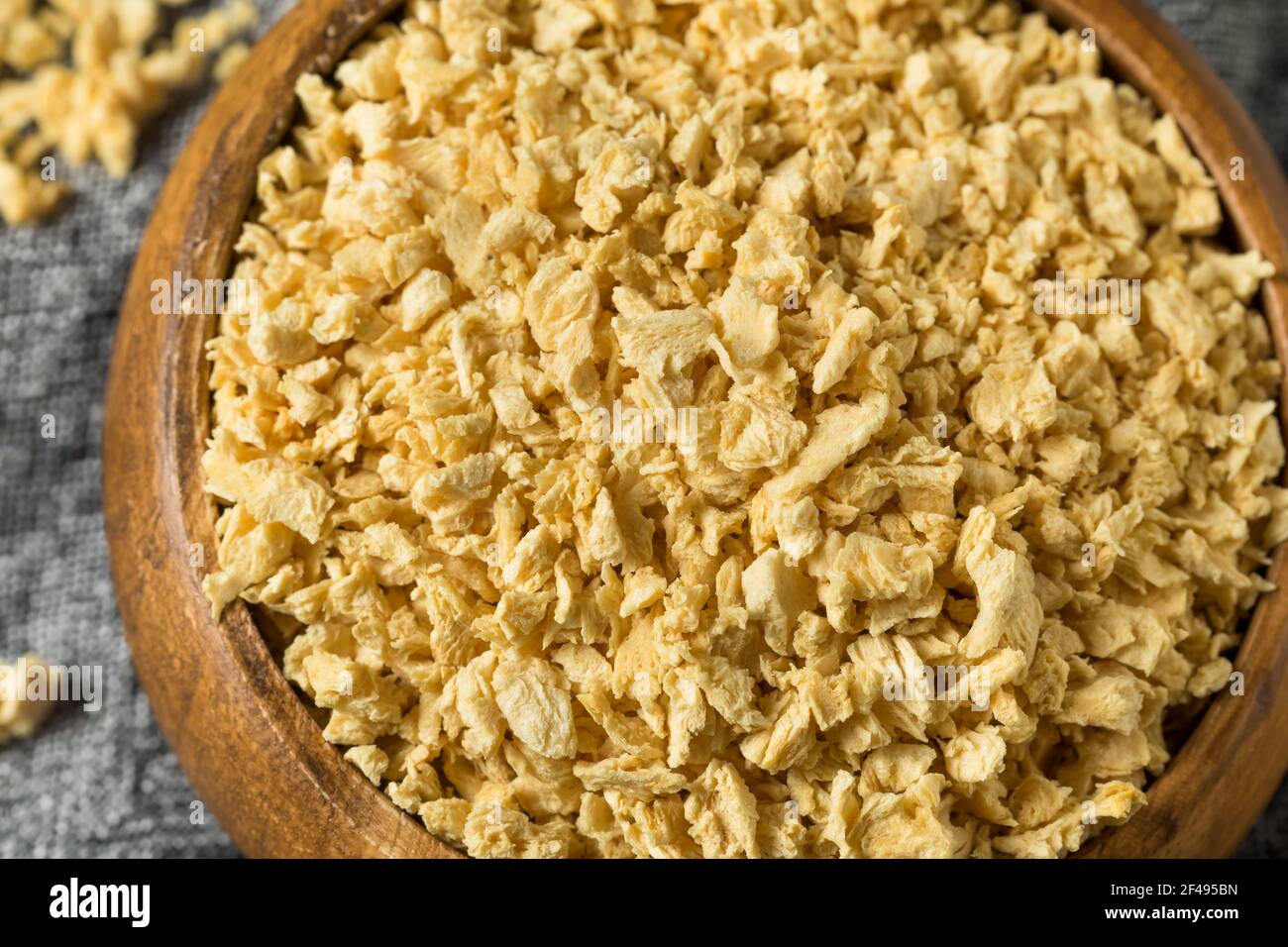 Raw Organic Textured Vegetable Protein TVP in a Bowl Stock Photo