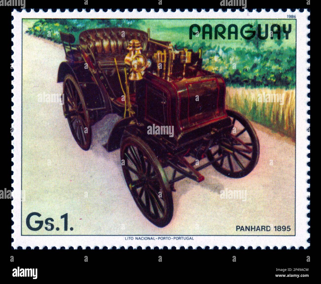 Stamp print in Paraguay, old cars Stock Photo Alamy