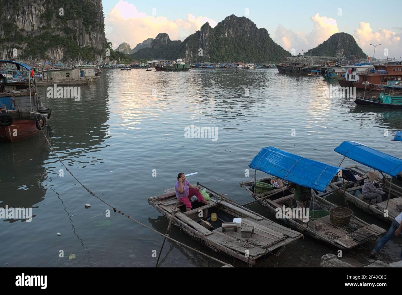 Cai Rong, Van Don island, Vietnam September, 2015 Fishing boats at