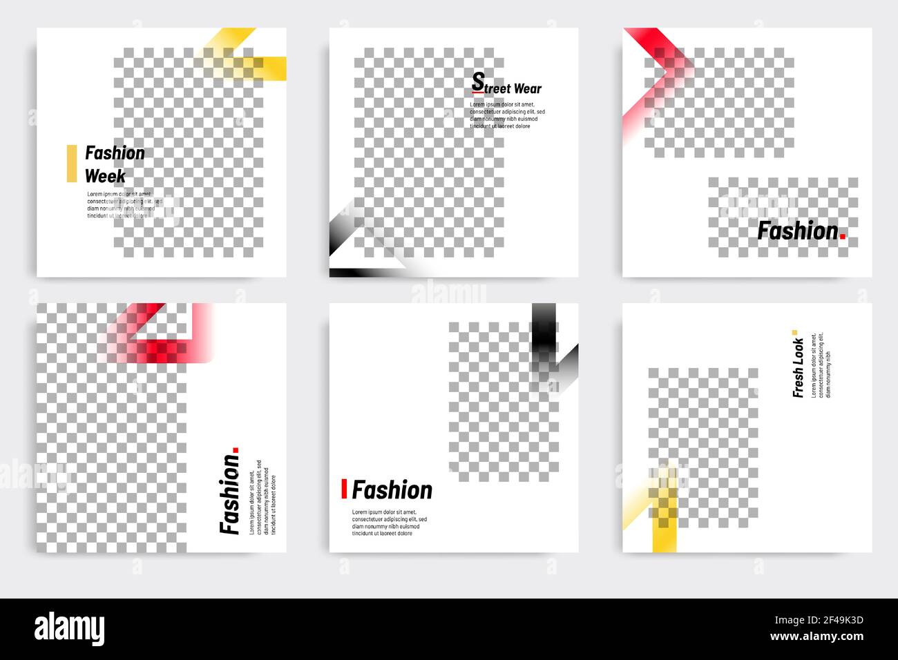 Editable modern minimal square banner templates yellow red black and