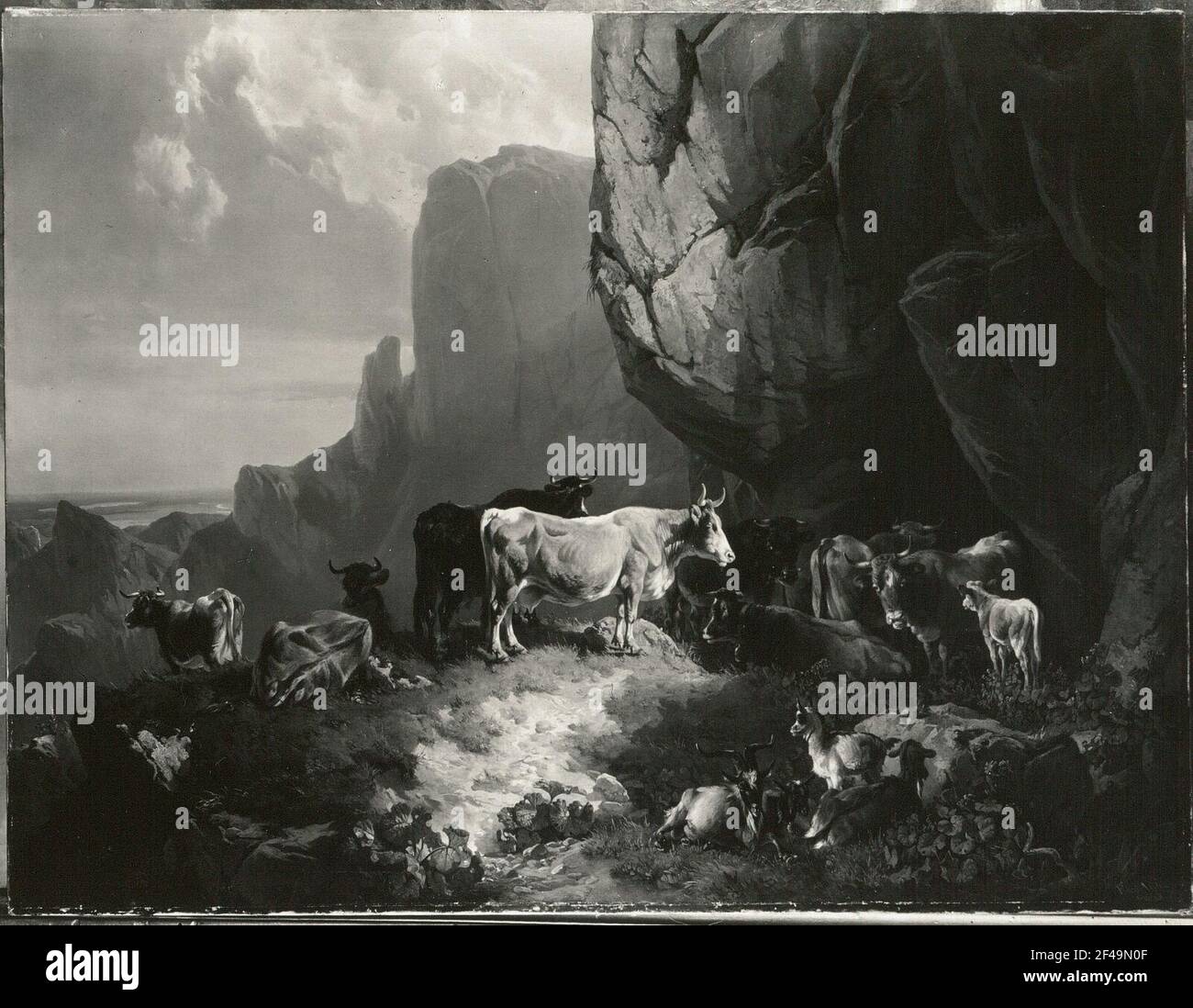 Friedrich Voltz (1817-1886). Cattle herd in the high mountains Stock Photo