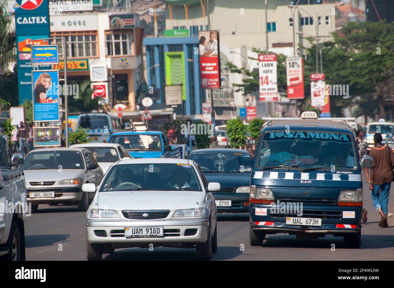 A busy Kampala Road in Kampala, Uganda, East Africa. Stock Photo