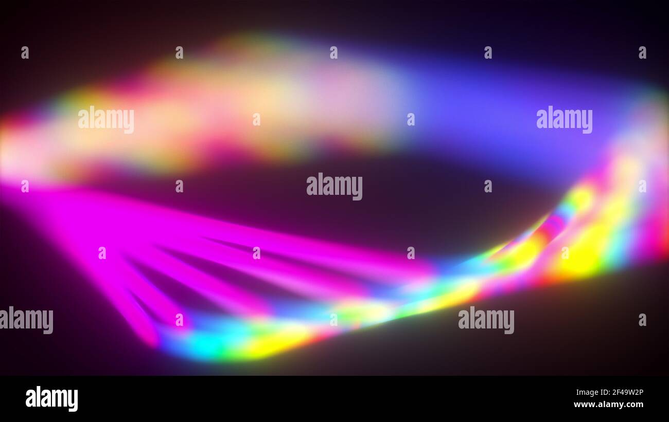 Abstract wavy squares from neon lines, computer generated. 3d rendering virtual backdrop Stock Photo