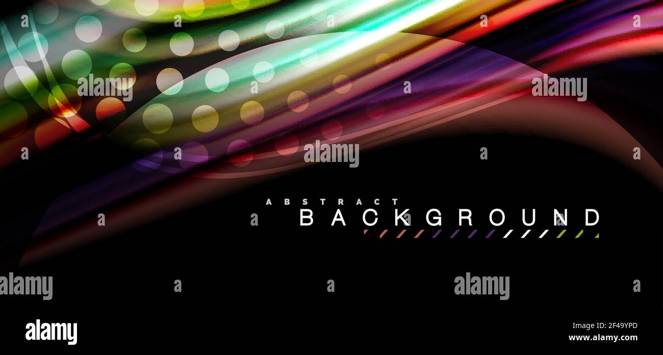 Multicolored wave lines on black background design. Multicolored wave lines on black background vector design Stock Vector