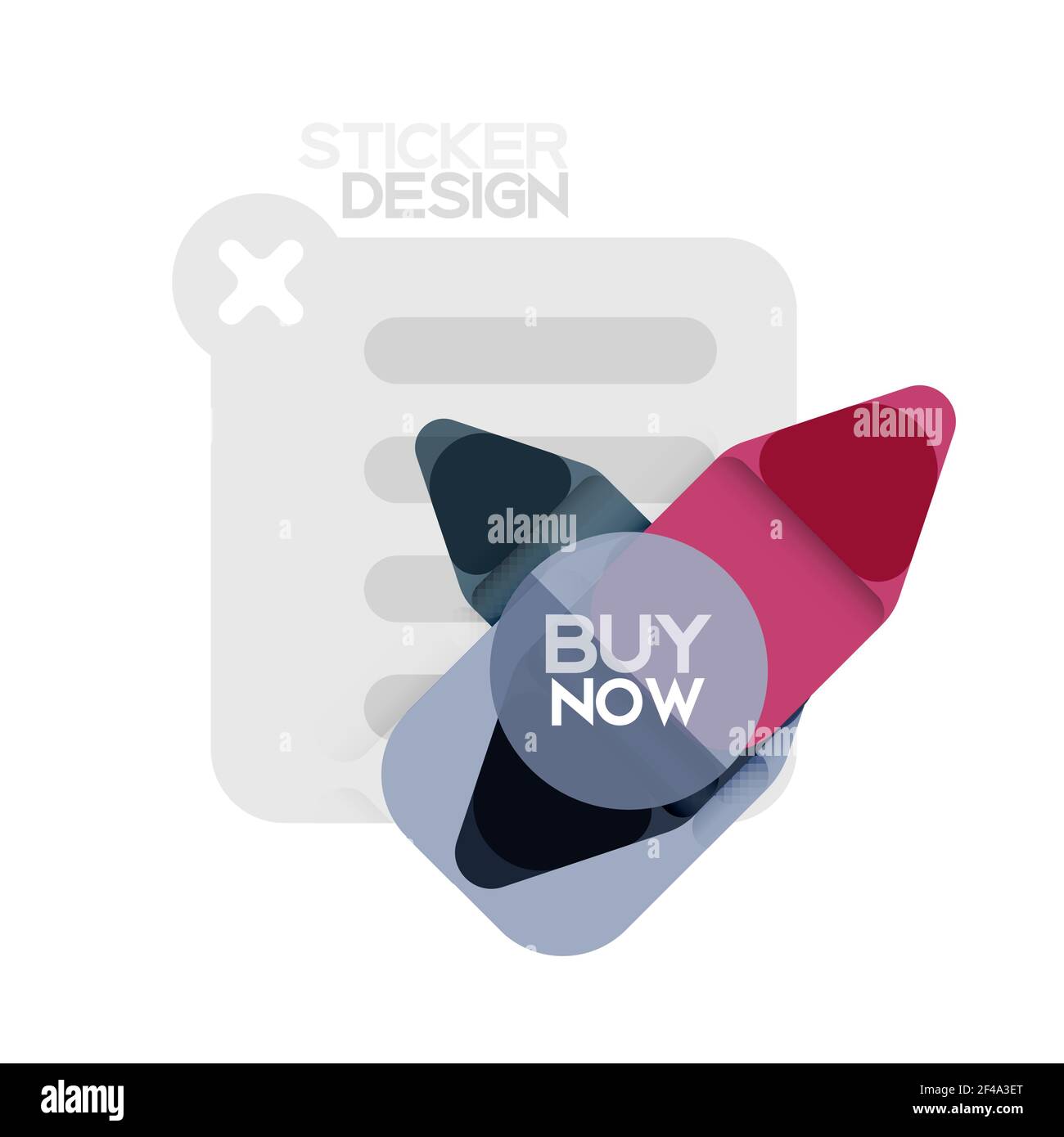 Flat design triangle arrow shape geometric sticker icon, paper style design with buy now sample text, for business or web presentation, app or interface buttons, internet website store banners. Flat design triangle arrow shape geometric sticker icon, paper style design with buy now sample text, for business or web presentation, app or interface buttons, internet website store banners and labels Stock Vector