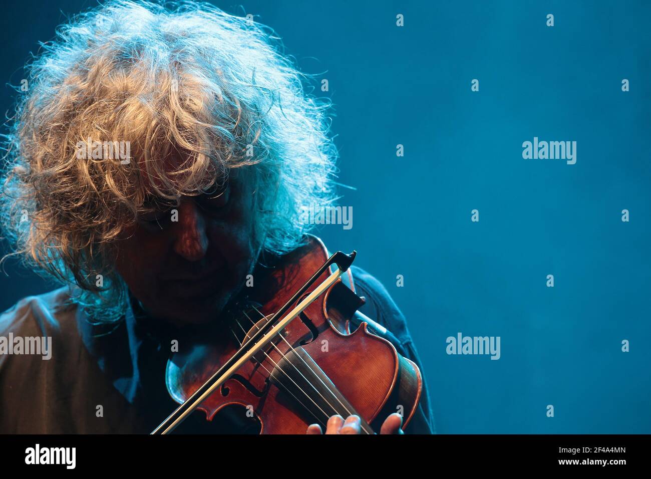 MESTRE, ITALY - APRIL 21: Singer and composer Angelo Branduardi performs live during the tour “Camminando Camminando tre”  on April 21, 2015 in Mestre Stock Photo