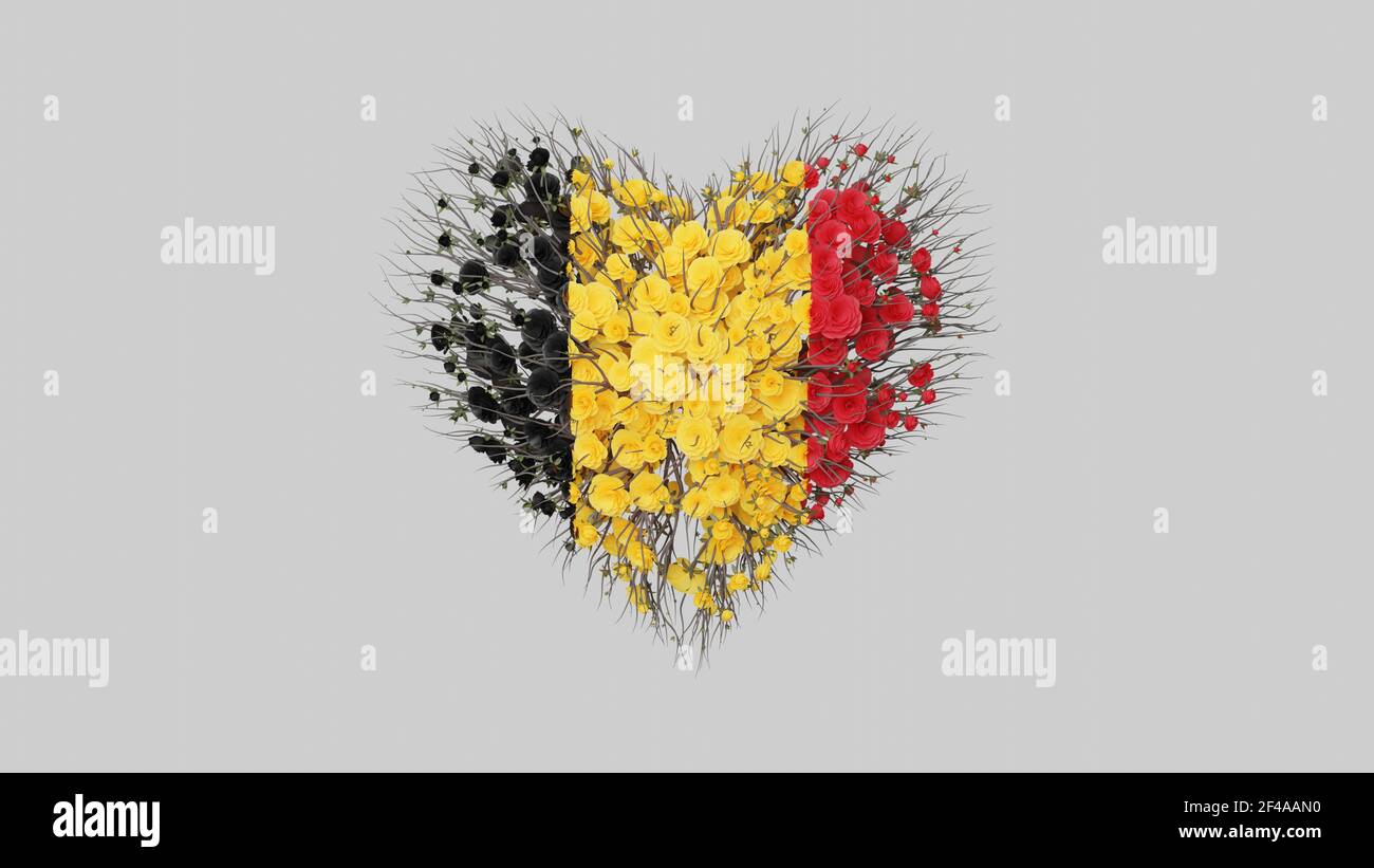 Belgian National Day. Heart shape made out of flowers on white ...