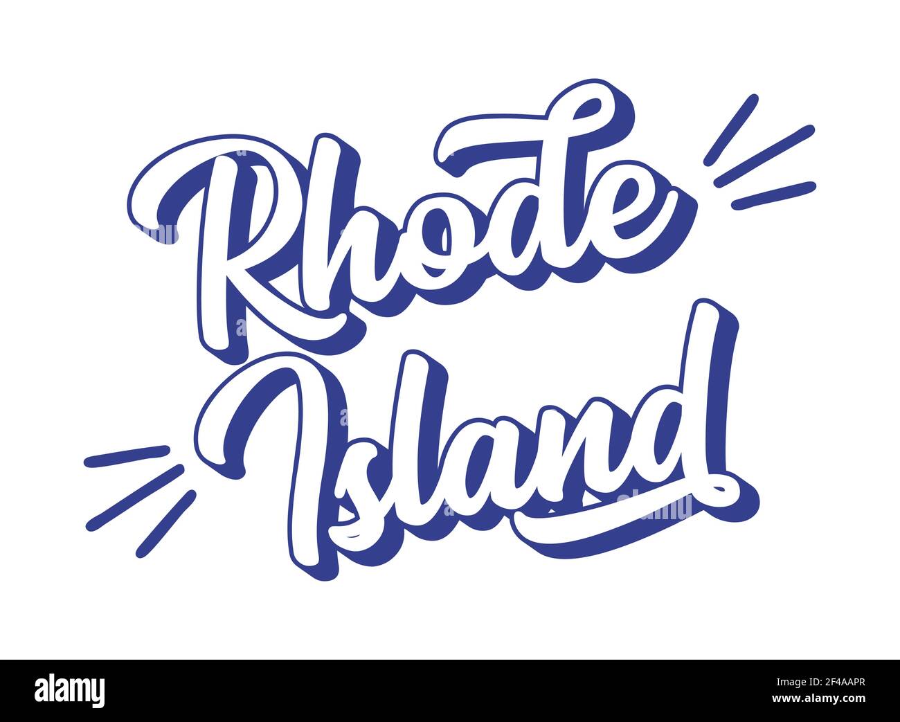 Hand sketched RHODE ISLAND text. 3D vintage, retro lettering for poster, sticker, flyer, header, card, clothing, wear Stock Vector
