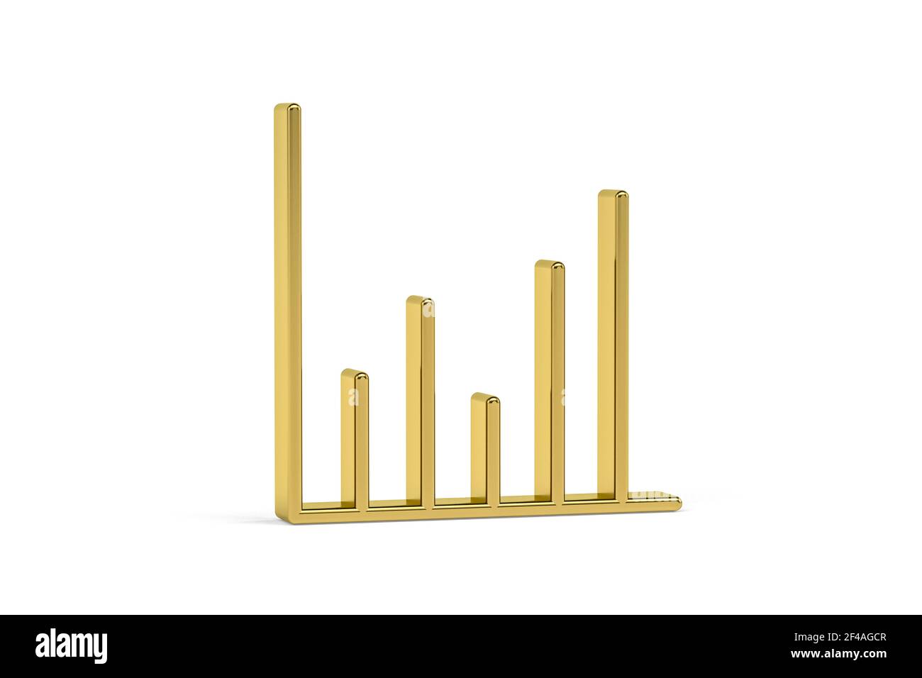 Golden 3d graph icon isolated on white background - 3D render Stock ...