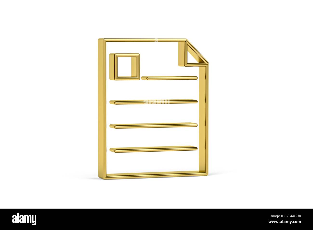 Golden 3d document icon isolated on white background - 3D render Stock ...