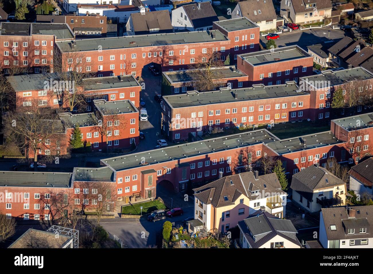 Aerial view, residential area Cunosiedlung, historical Bauhaus housing