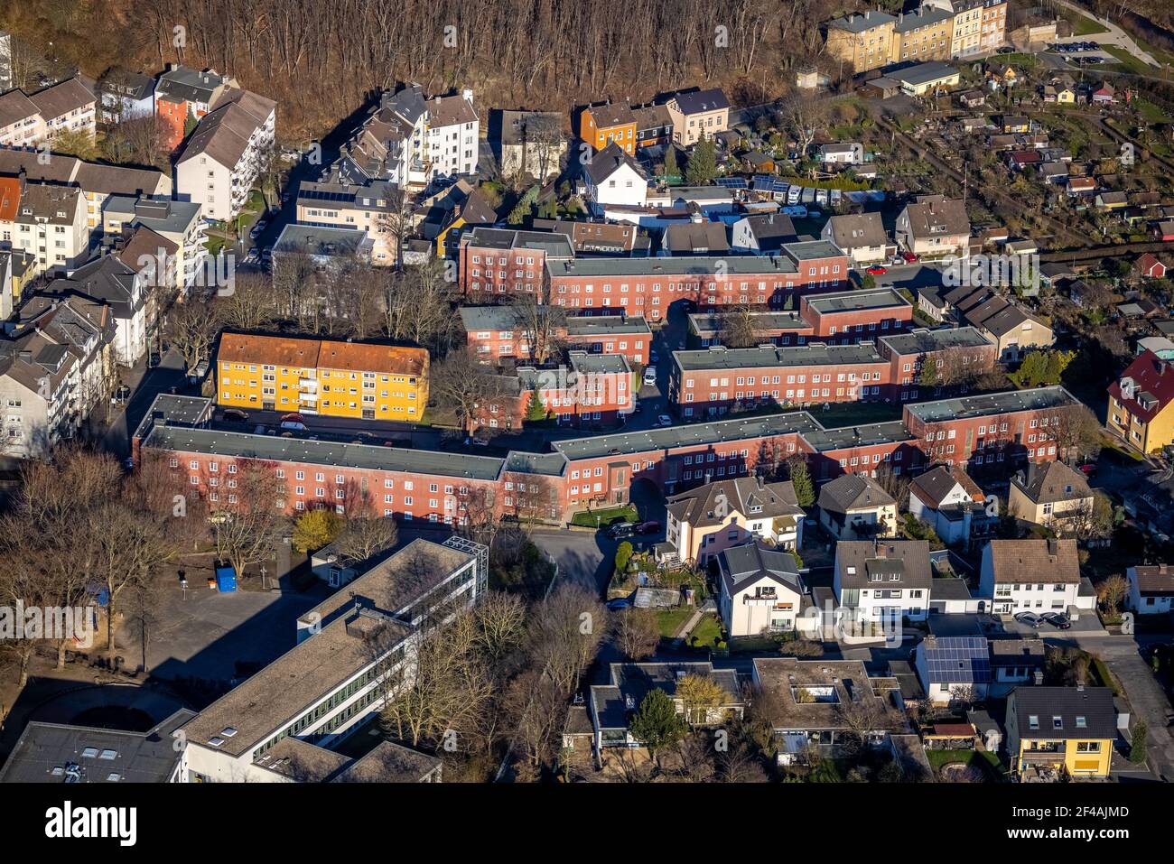 Aerial view, residential area Cunosiedlung, historical Bauhaus housing