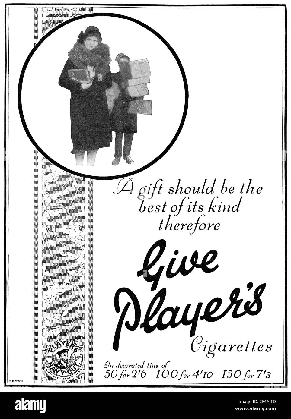 1930 British advertisement for Player's cigarettes. Stock Photo