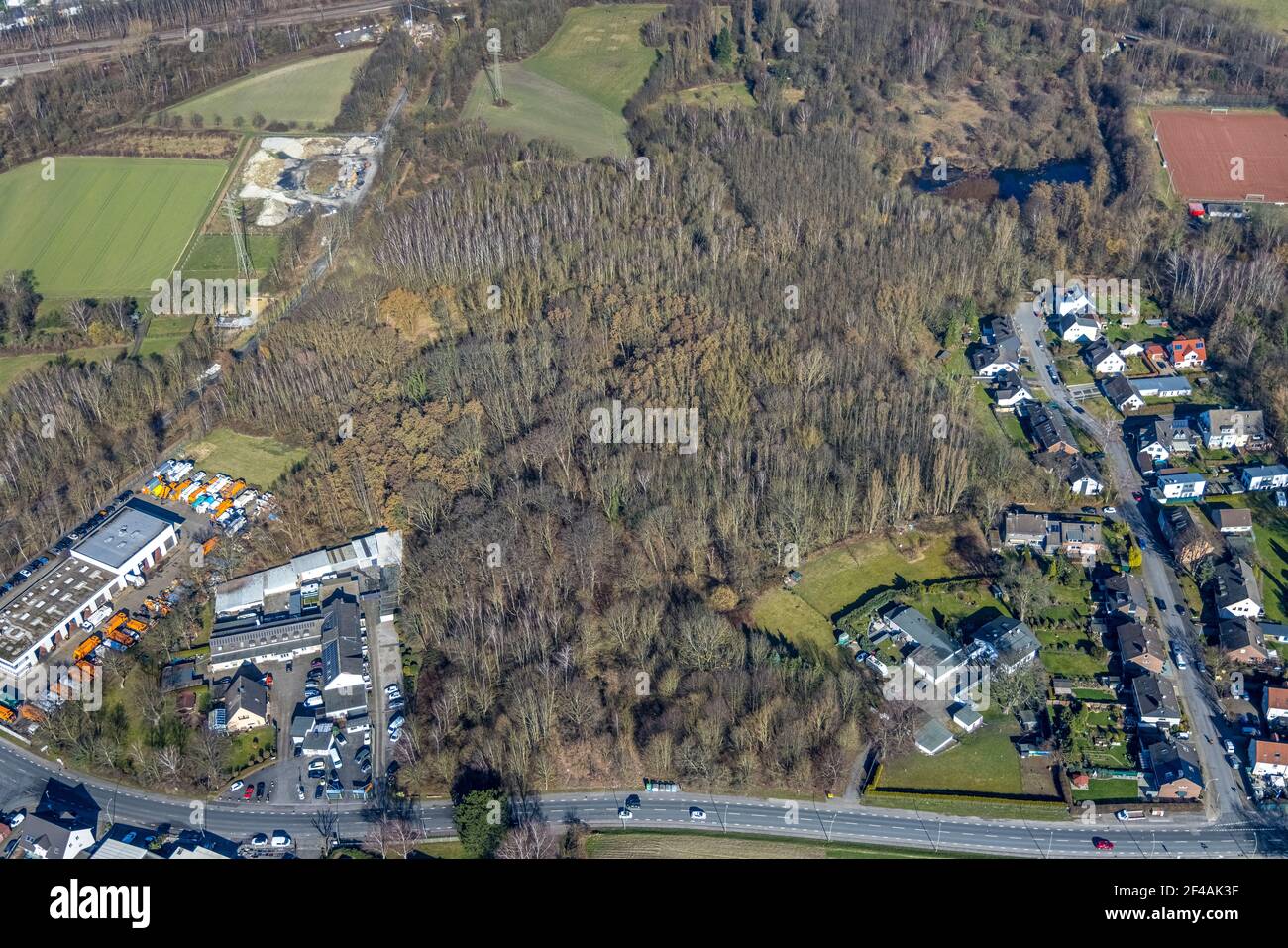 Aerial photograph, Voßnacken nature reserve, forest area, Börnig, Herne, Ruhr area, North Rhine-Westphalia, Germany, DE, Europe, aerial photograph, ae Stock Photo