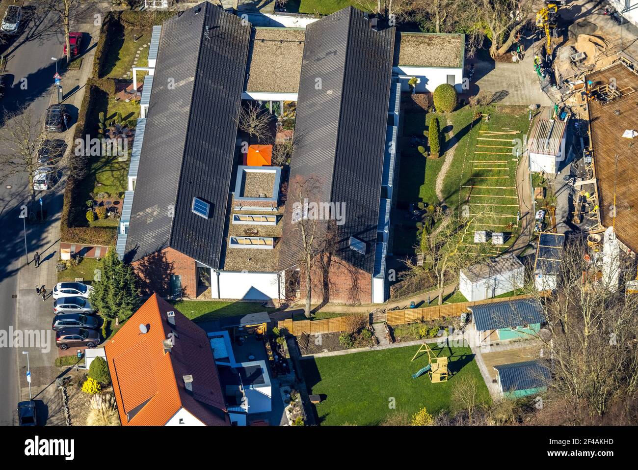 Aerial view, Lukas-Hospiz, Jean-Vogel-Straße, Herne-Süd, Herne, Ruhrgebiet, Nordrhein-Westfalen, Germany, care and nursing, DE, Europe, hospice, aeria Stock Photo
