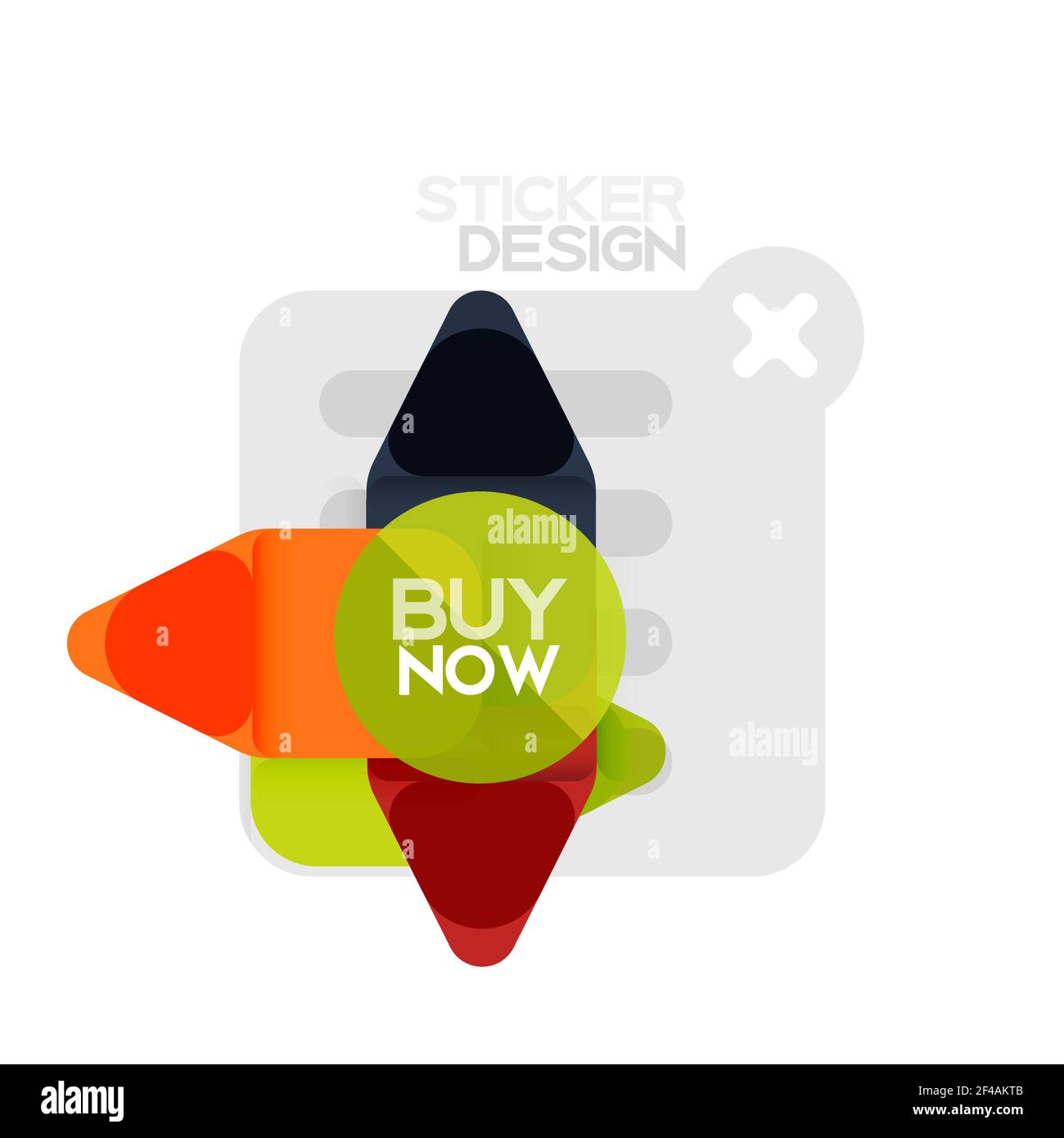 Flat design triangle arrow shape geometric sticker icon, paper style design with buy now sample text, for business or web presentation, app or interface buttons, internet website store banners. Flat design triangle arrow shape geometric sticker icon, paper style design with buy now sample text, for business or web presentation, app or interface buttons, internet website store banners and labels Stock Vector