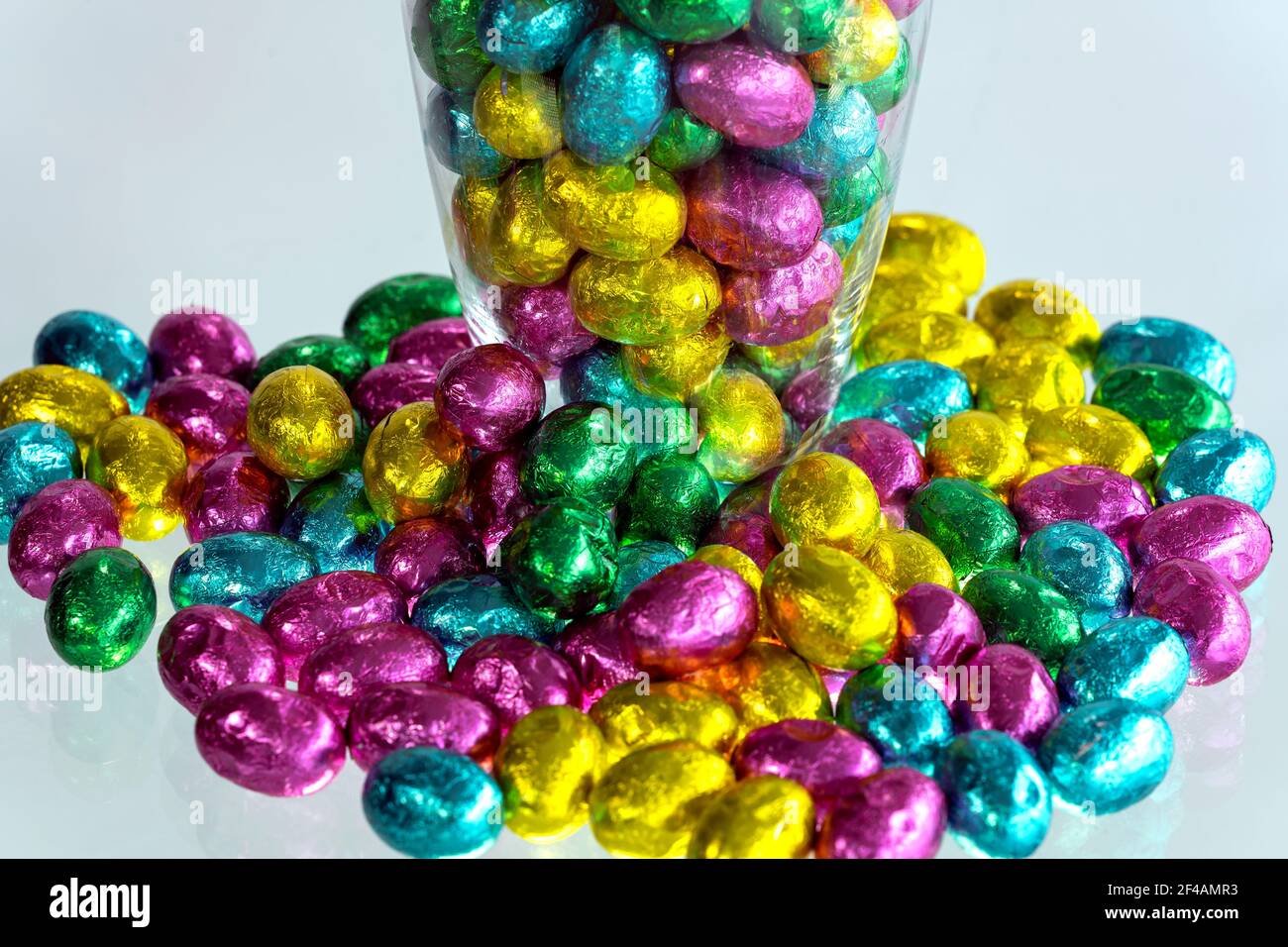 Stack of Easter eggs. Easter party. Stock Photo