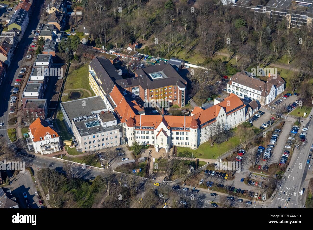 Aerial view, Sankt Marien Hospital, Buer, Gelsenkirchen, Ruhr Area