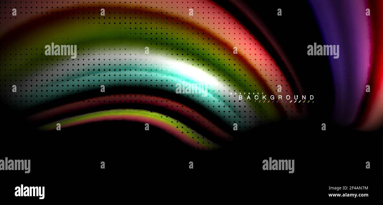Multicolored wave lines on black background design. Multicolored wave lines on black background vector design Stock Vector