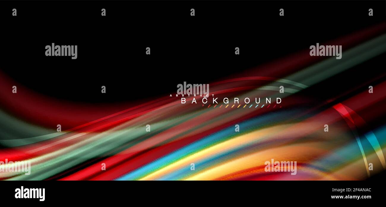 Multicolored wave lines on black background design. Multicolored wave lines on black background vector design Stock Vector