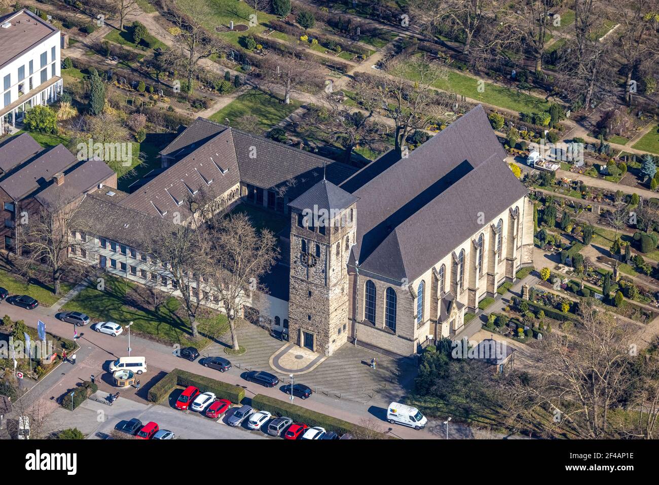 Aerial view, , Premonstratensian Abbey Hamborn, Alt-Hamborn, Duisburg, Ruhr Area, North Rhine-Westphalia, Germany, An der Abtei, DE, Europe, monastery Stock Photo