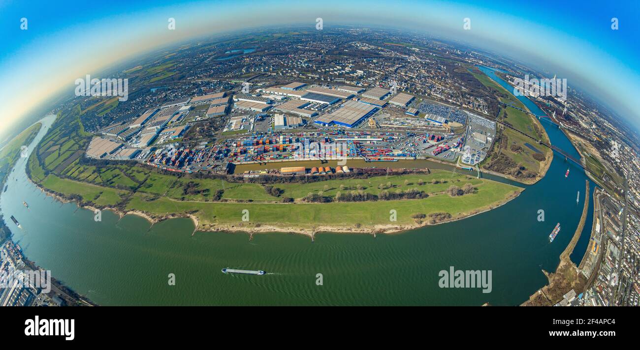 Aerial view, Duisport, Duisburger Hafen AG, Logport I, Container Port, Rhine Port, Friemersheim, Duisburg, Ruhr Area, North Rhine-Westphalia, Germany, Stock Photo
