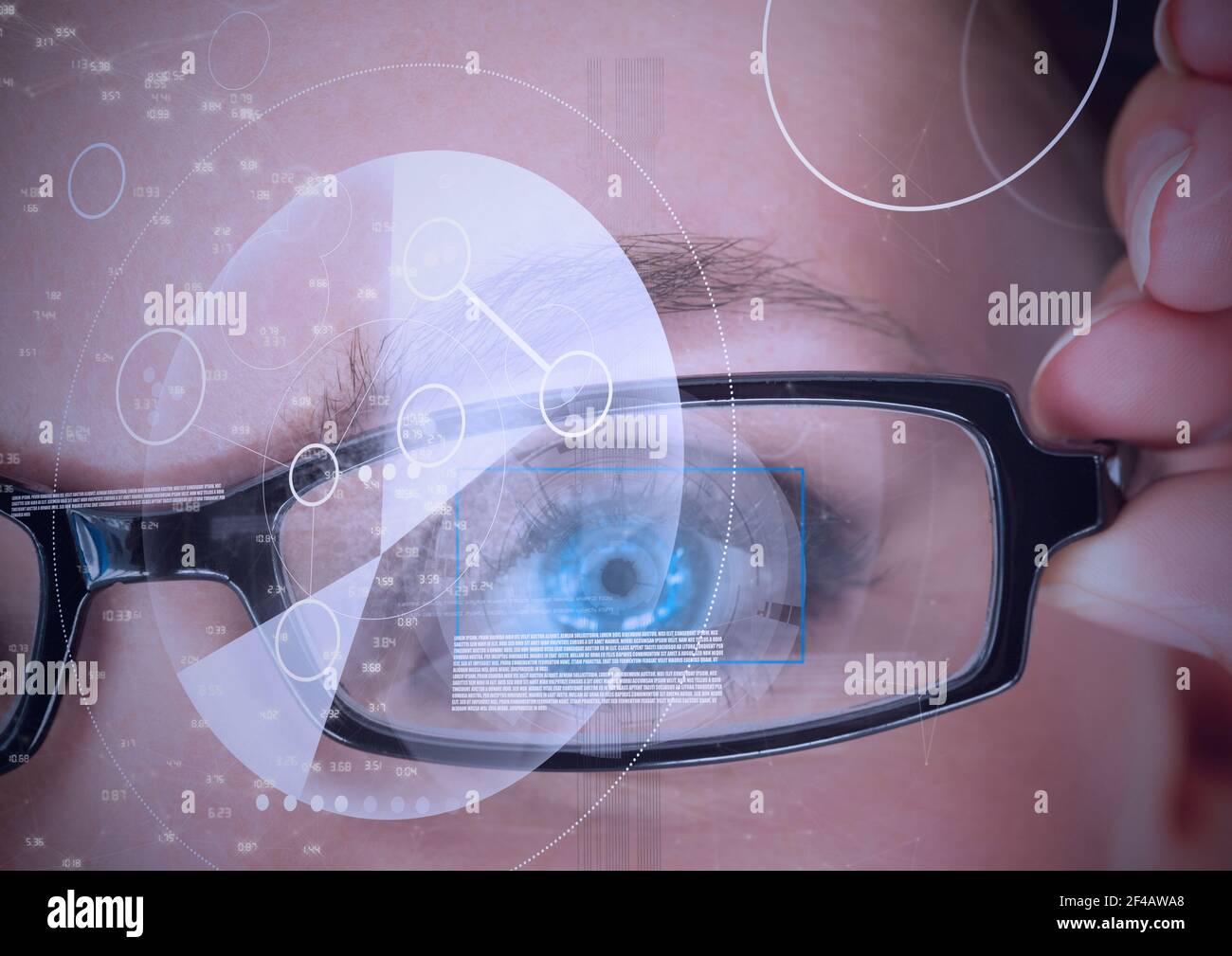 Digital composite image of round scanner and data processing against ...