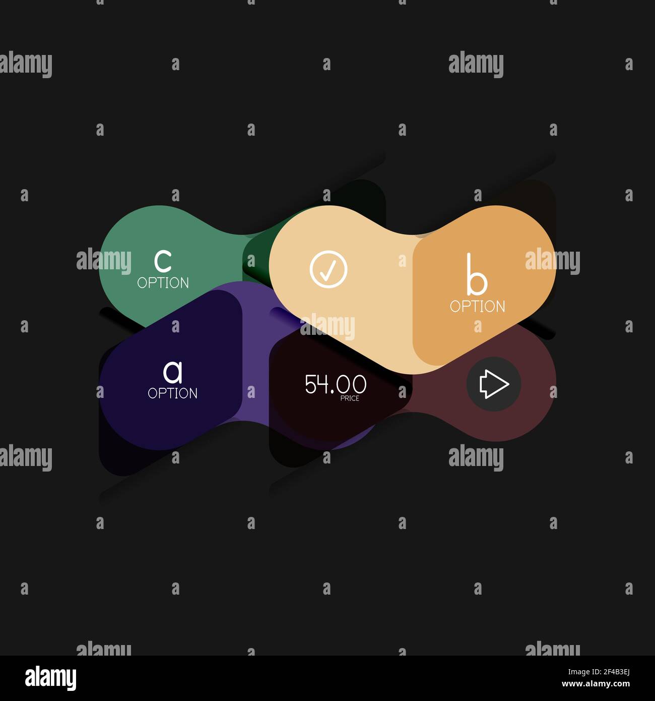 Flat design geometric infographics, arrow shape vector sticker or label ...