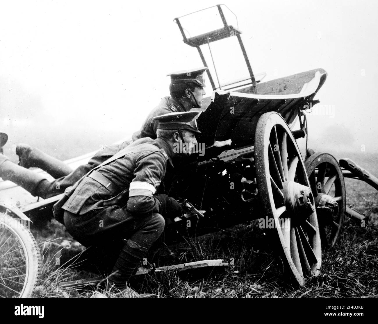 British military messengers (despatch riders) with vehicle during World ...