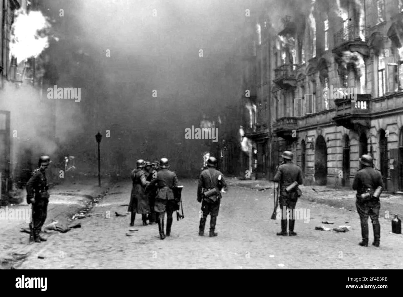 Stroop Report - Warsaw Ghetto Uprising - Nazi soldiers burning buidings ...