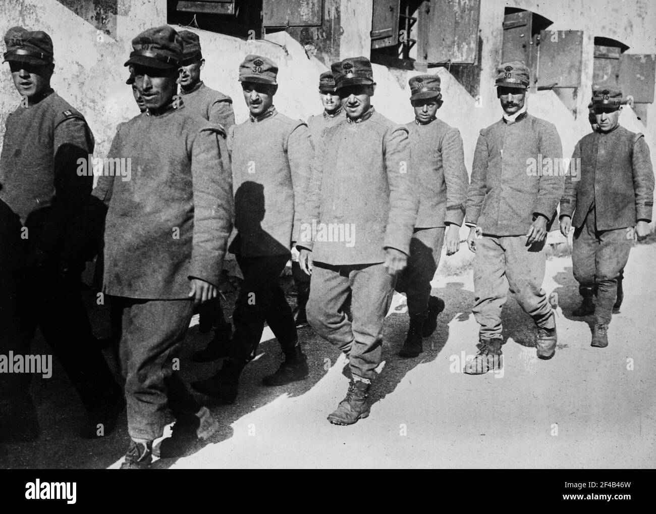 Italian prisoners of war in at the Ljubljana Castle in Ljubljana, Slovenia during World War I ca. 1910-1915 Stock Photo