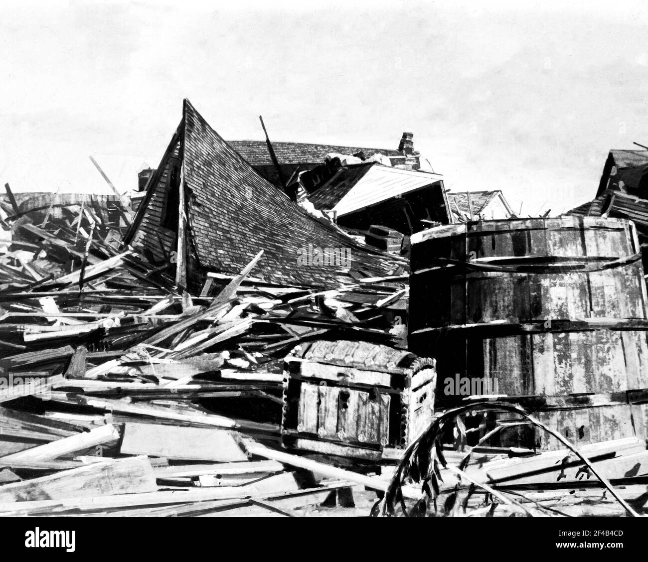 Aftermath of the 1900 Galveston hurricane (18th and N Streets) ca. 1900 Stock Photo