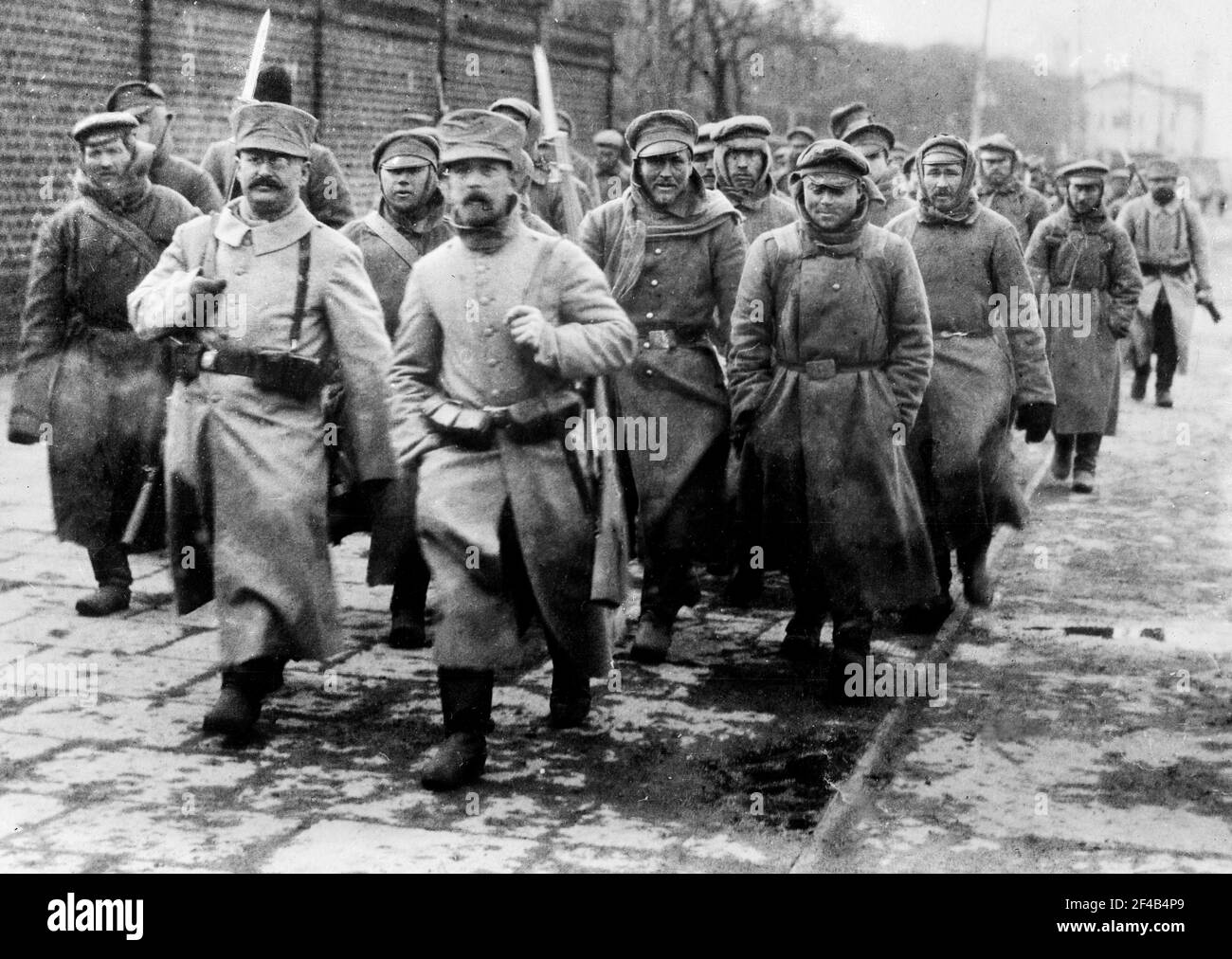 Russian prisoners in Skierniewice, Poland during World War I ca. 1914-1915 Stock Photo