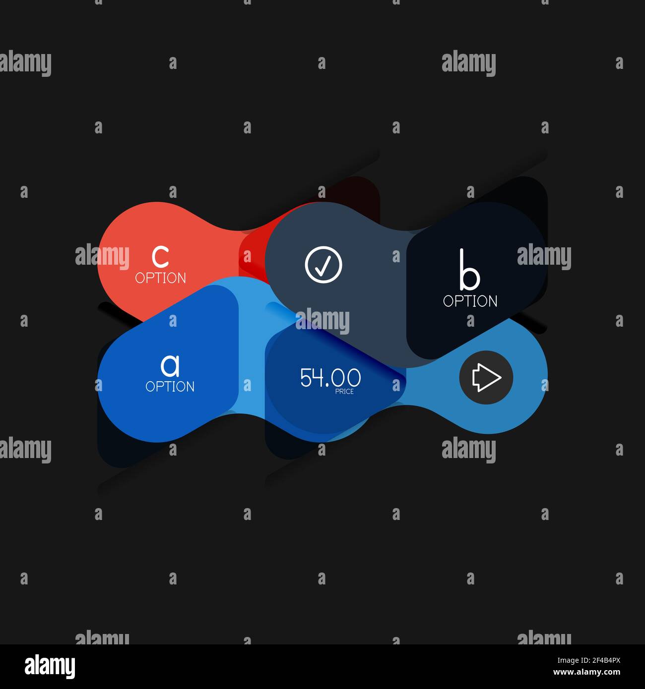 Flat design geometric infographics, arrow shape vector sticker or label ...