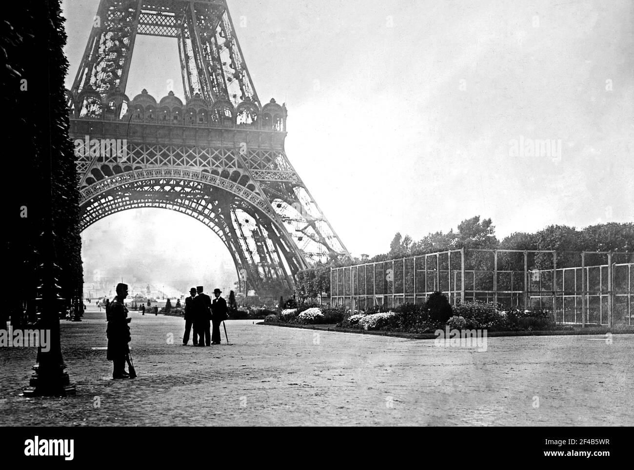 Guard at the Eiffel Tower, in Paris, France during World War I ca. 1914