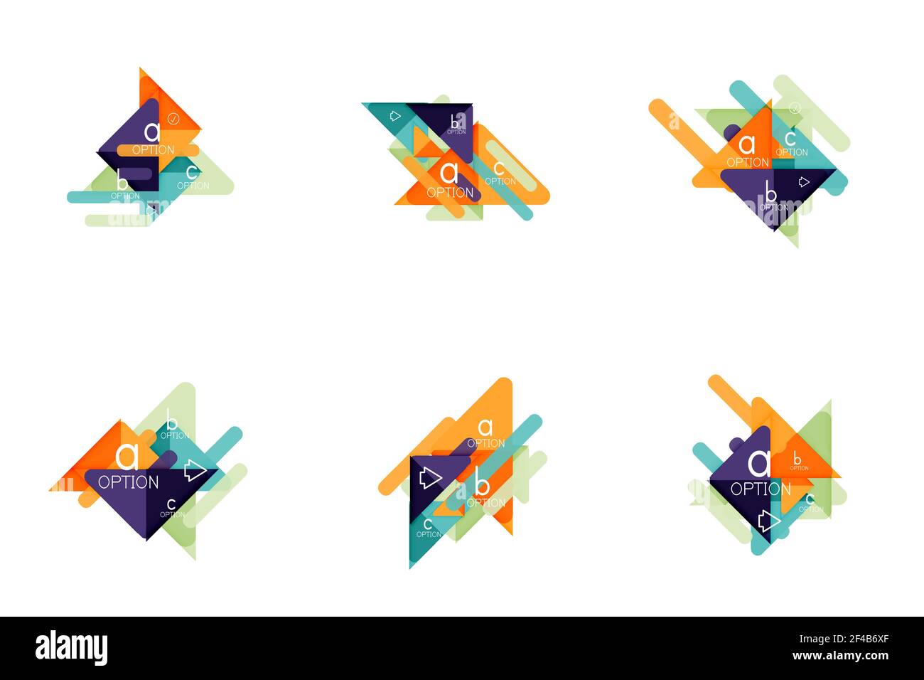 Set of triangle options infographics, data visualization layouts. Set ...