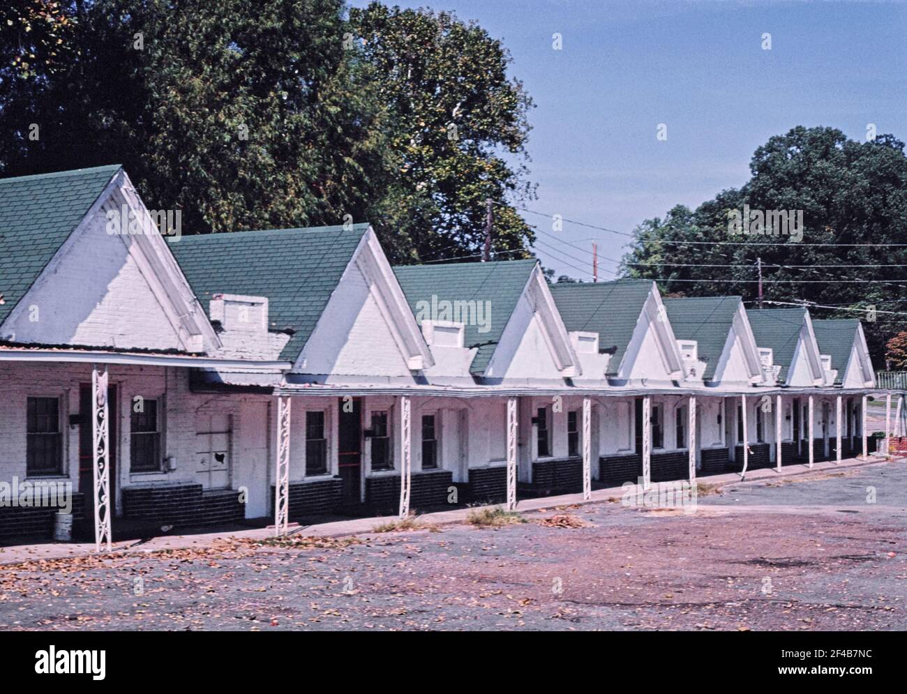DeSoto Motel diagonal view 2 Route 49B Helena Arkansas ca. 1980 Stock