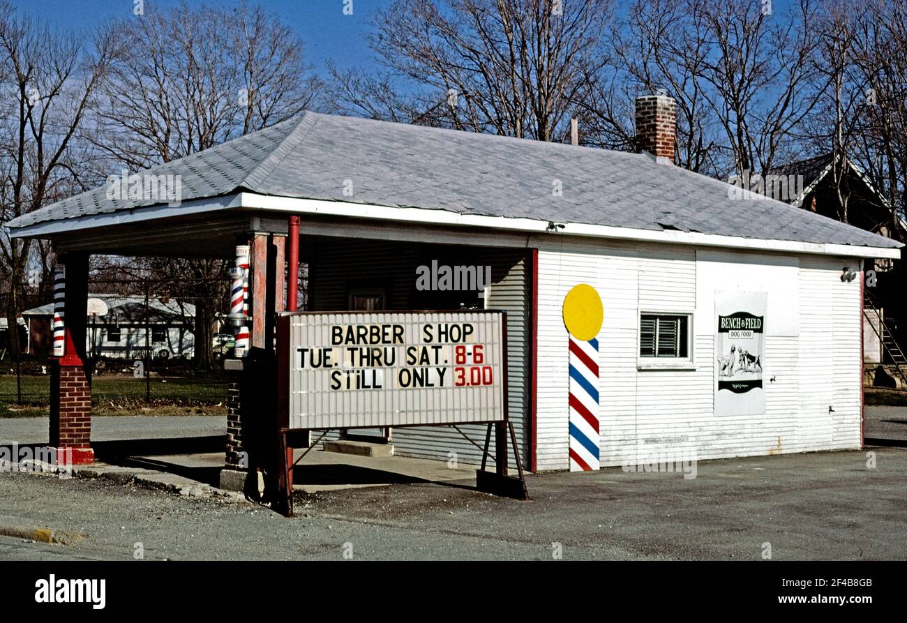 1980s United States - Barber shop McCordsville Idaho ca. 1980 Stock ...