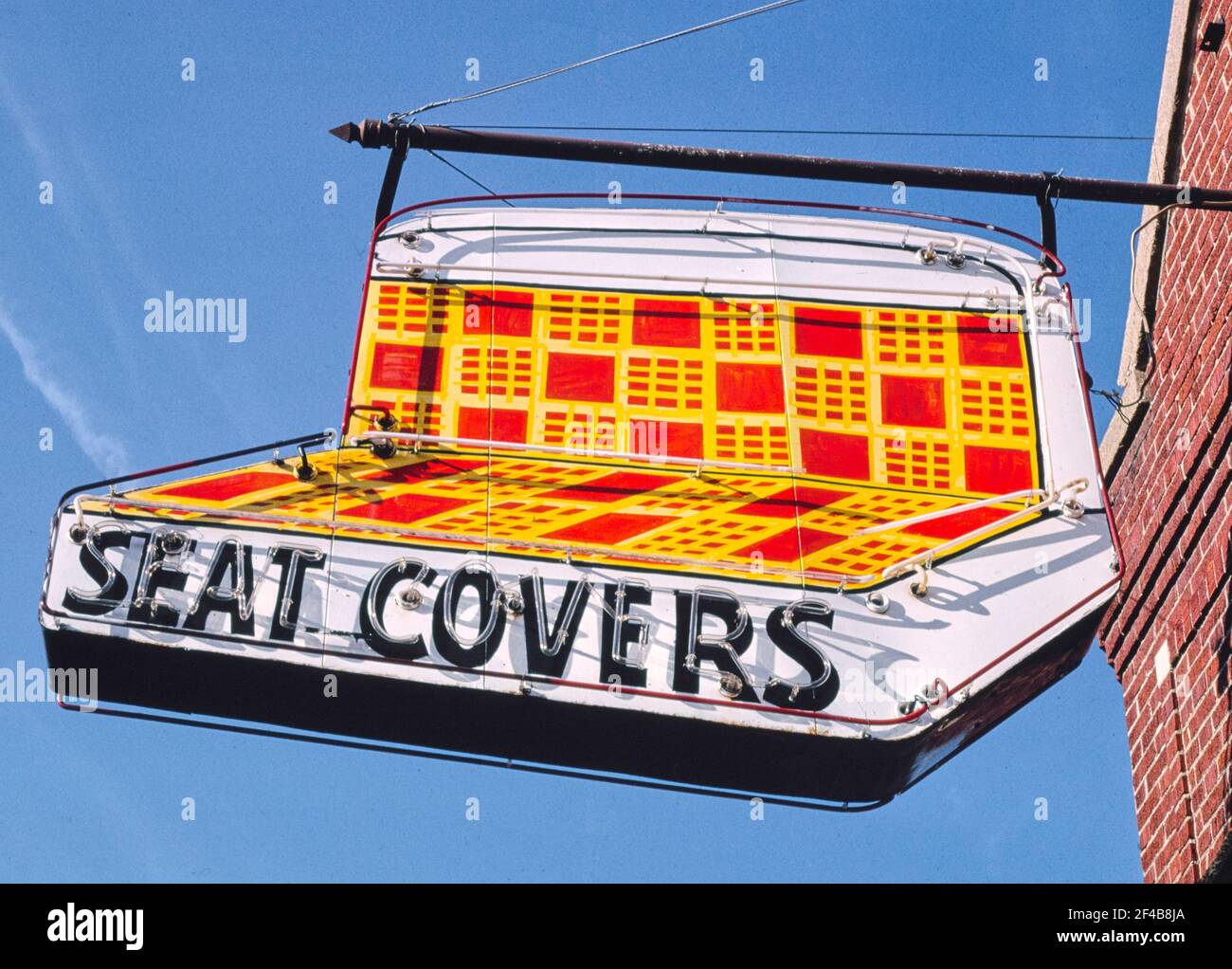 St. Joseph Auto and Furniture Fabric slip cover sign Saint Joseph Missouri ca. 1988 Stock Photo